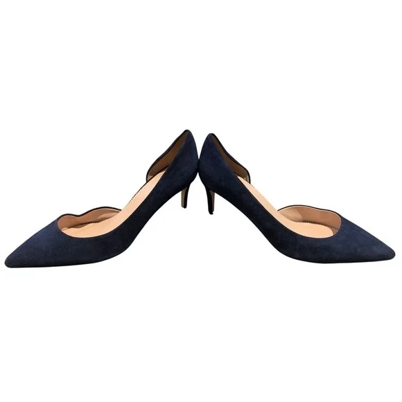 J. Crew Navy Suede D'Orsay Pointed Toe Pumps Made in Italy Size 12 Quiet Luxury